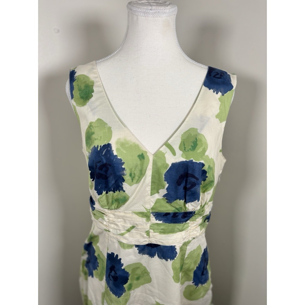 Boden Blue and Green Floral Midi Dress